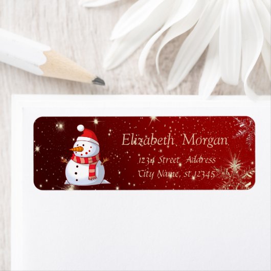 Elegant Stijlvol, Snowman, Snowflakes Etiket (Insitu)