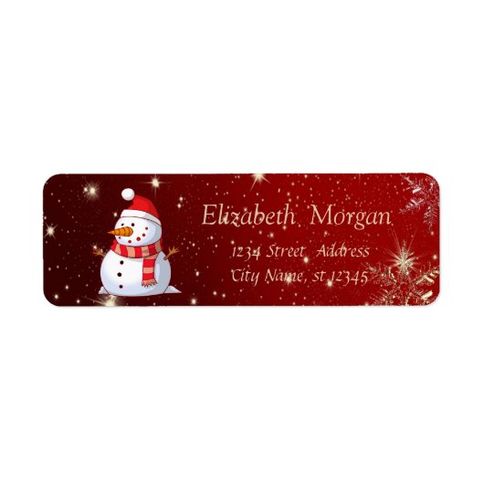 Elegant Stijlvol, Snowman, Snowflakes Etiket (Voorkant)