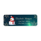 Elegant Stijlvol, Snowman, Snowflakes, Groen Etiket (Voorkant)