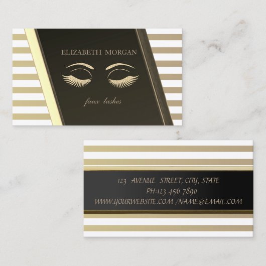 Elegant stijlvol, stijlvol, gestreept, Faux Lashes Visitekaartje (Voorkant / Achterkant)