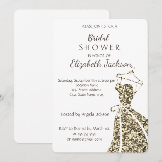 Elegant, stijlvol, stijlvol, goudvormig dress kaart (Voorkant / Achterkant)