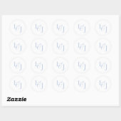 Elegant & Stijlvol Stoffig Blauw Monogram Bruiloft Ronde Sticker (Vel)