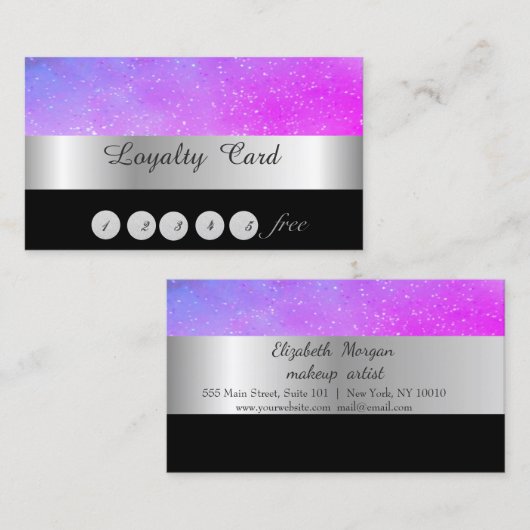 Elegant Stijlvol, Striped, Black Loyalty Kaart (Voorkant / Achterkant)