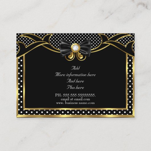 Elegant stijlvol stropdas Gold Black White poka Do Visitekaartje (Achterkant)