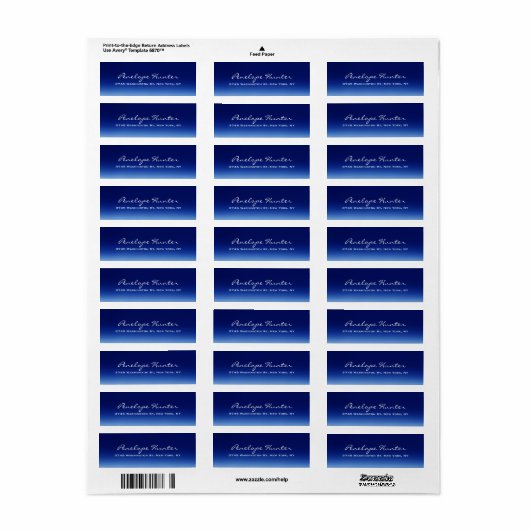 Elegant stijlvol trendy blauw handschrift script etiket (Full Sheet)