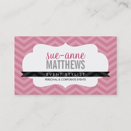 ELEGANT stijlvol trendy chevron roos roze Visitekaartje (Voorkant)
