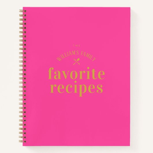 Elegant Stijlvol Trendy Roze en Goud Blank Recept Notitieboek (Voorkant)