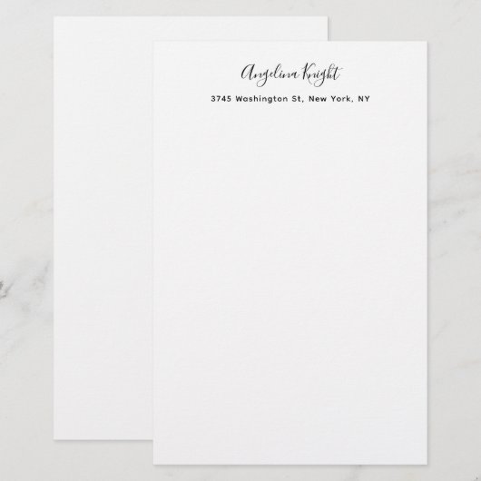 Elegant stijlvol, uniek handschrift briefpapier (Voorkant / Achterkant)