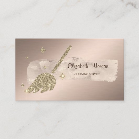 Elegant Stijlvol Verf Slag Glitter Broom Visitekaartje (Voorkant)