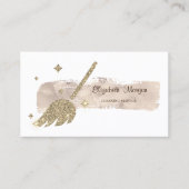 Elegant stijlvol verf Slag Gold Glitter Broom Visitekaartje (Voorkant)