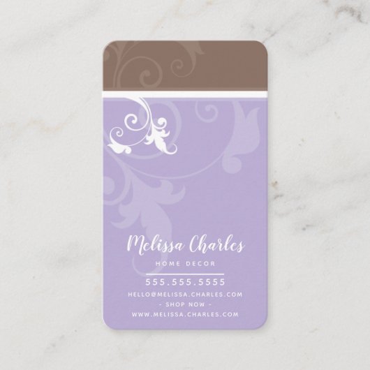 ELEGANT stijlvol verve gebladerte lila paarse brui Visitekaartje (Voorkant)