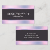 Elegant, stijlvol, violet, holografisch en haarfij visitekaartje (Voorkant / Achterkant)