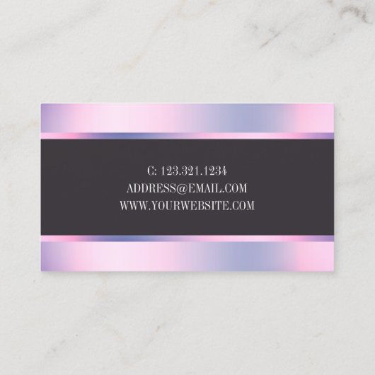 Elegant, stijlvol, violet, holografisch en haarfij visitekaartje (Achterkant)