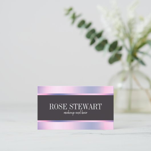 Elegant, stijlvol, violet, holografisch en haarfij visitekaartje (Staand voorkant)