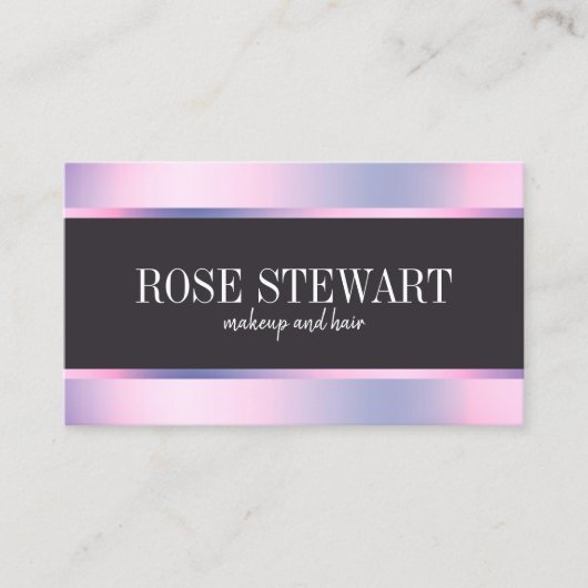 Elegant, stijlvol, violet, holografisch en haarfij visitekaartje (Voorkant)