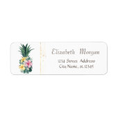 Elegant stijlvol, wit, ananas bloemen etiket (Voorkant)
