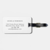 Elegant Stijlvol Wit Grijs Monogram Initiaal Scrip Bagagelabel (Achterkant horizontaal)