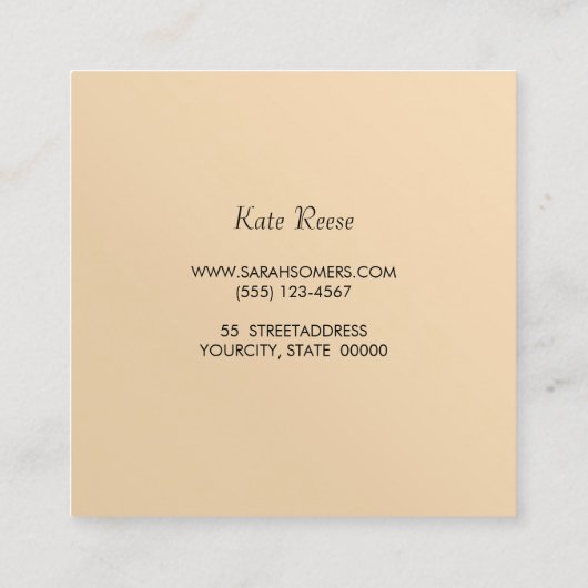 Elegant stijlvol, wit, modern Roos Gold Striped Vierkante Visitekaartje (Achterkant)