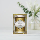Elegant stijlvol wit zwart oud goud visitekaartje (Staand voorkant)