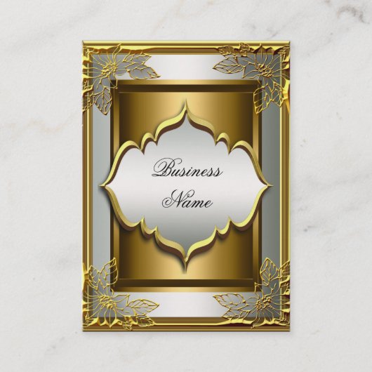 Elegant stijlvol wit zwart oud goud visitekaartje (Voorkant)