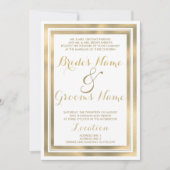 Elegant stijlvol witgoud lijst Bruiloft Kaart (Voorkant)
