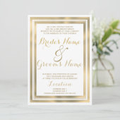 Elegant stijlvol witgoud lijst Bruiloft Kaart (Staand voorkant)