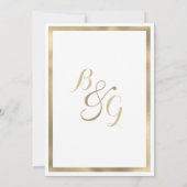 Elegant stijlvol witgoud lijst Bruiloft Kaart (Achterkant)