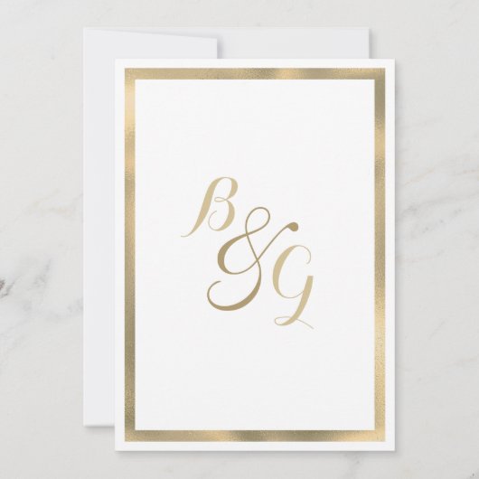 Elegant stijlvol witgoud lijst Bruiloft Kaart (Achterkant)