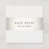 Elegant Stijlvol Witte Modern FAUX Silver Striped Vierkante Visitekaartje (Voorkant)