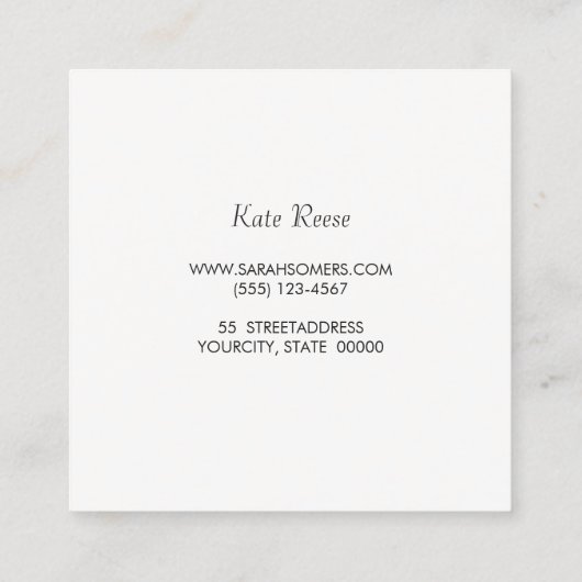 Elegant Stijlvol Witte Modern FAUX Silver Striped Vierkante Visitekaartje (Achterkant)