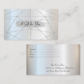 Elegant stijlvol zilver, geometrisch, stripes kortingskaartje (Voorkant / Achterkant)