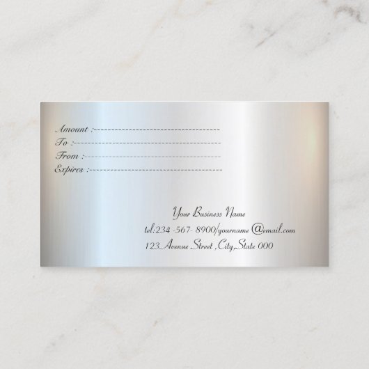 Elegant stijlvol zilver, geometrisch, stripes kortingskaartje (Achterkant)