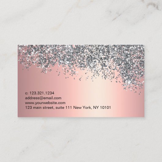 Elegant stijlvol zilver glitter make-up en haar visitekaartje (Achterkant)