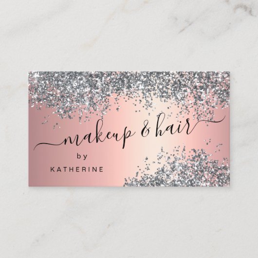 Elegant stijlvol zilver glitter make-up en haar visitekaartje (Voorkant)