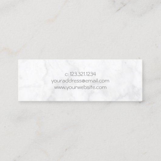 Elegant stijlvol zilver glitter witte marmer mini visitekaartje (Achterkant)