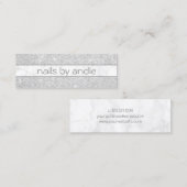 Elegant stijlvol zilver glitter witte marmer mini visitekaartje (Voorkant / Achterkant)