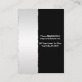 Elegant stijlvol, zilver, metalen badge verticaal visitekaartje (Achterkant)