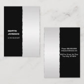 Elegant stijlvol, zilver, metalen badge verticaal visitekaartje (Voorkant / Achterkant)