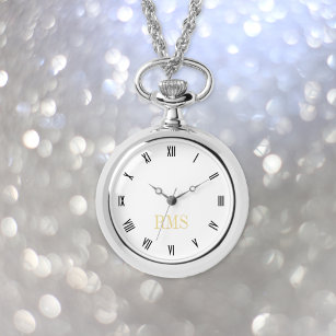 Elegant stijlvol zilver monogram Ketting horloge