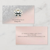Elegant Stijlvol Zilveren Glitter Bokeh Lotus Pink Visitekaartje (Voorkant / Achterkant)