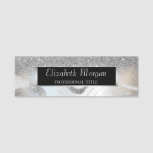 Elegant stijlvol zilveren glitter Lijst Naamplaatje (Voorkant)