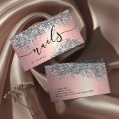 Elegant stijlvol zilveren glitter metalen nagels visitekaartje