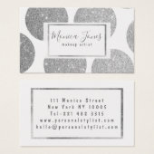 Elegant stijlvol zilverglaasje glitter polka dots visitekaartje (Voorkant /achterkant)