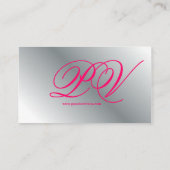 Elegant stijlvol, zilverroze Damask Visitekaartje (Achterkant)