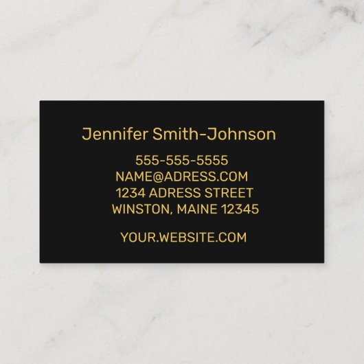 Elegant stijlvol zwart en goud visitekaartje (Achterkant)