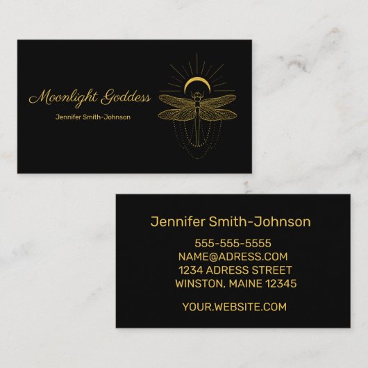 Elegant stijlvol zwart en goud visitekaartje (Voorkant / Achterkant)