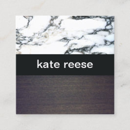 Elegant stijlvol zwart en wit hout vierkante visitekaartje