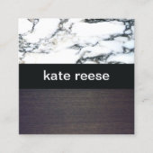Elegant stijlvol zwart en wit hout vierkante visitekaartje (Voorkant)
