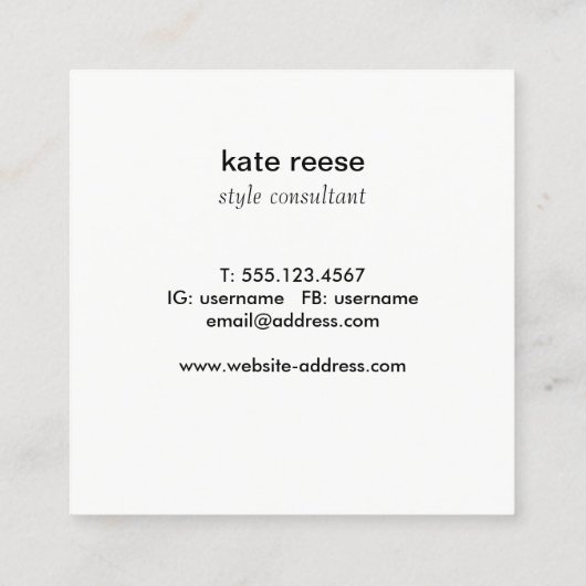 Elegant stijlvol zwart en wit hout vierkante visitekaartje (Achterkant)