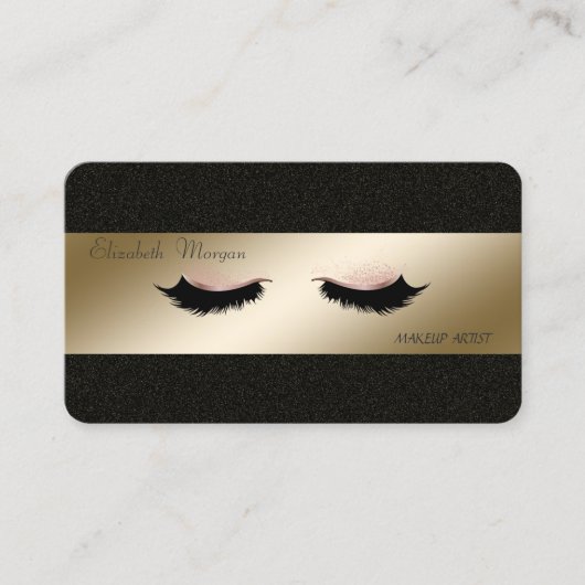 Elegant Stijlvol, zwart, Faux Lashes, Makeup Artis Visitekaartje (Voorkant)